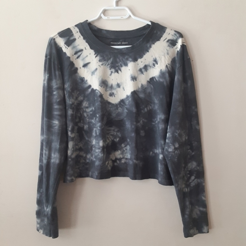 New American eagle tie dye cropped top,long sleeve
